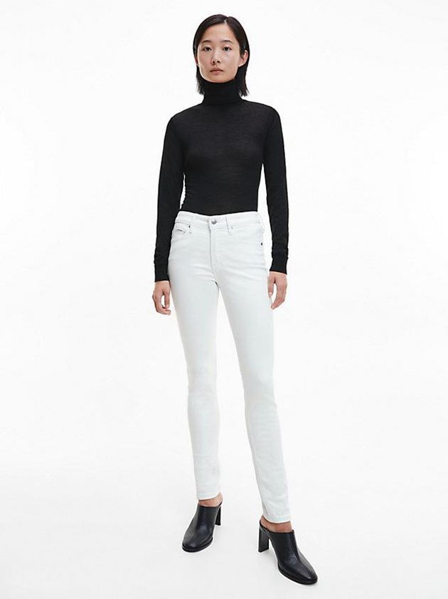 White Calvin Klein Mid Rise Skinny Women Jeans | YRTI-25146