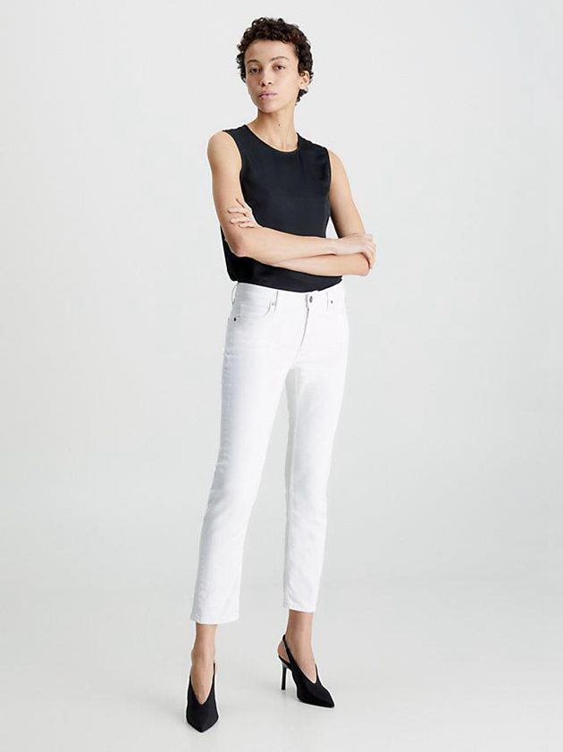 White Calvin Klein Mid Rise Slim Ankle Women Jeans | BWXV-41326