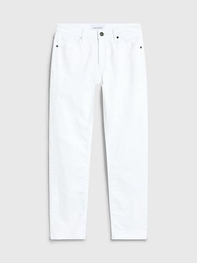 White Calvin Klein Mid Rise Slim Ankle Women Jeans | BWXV-41326