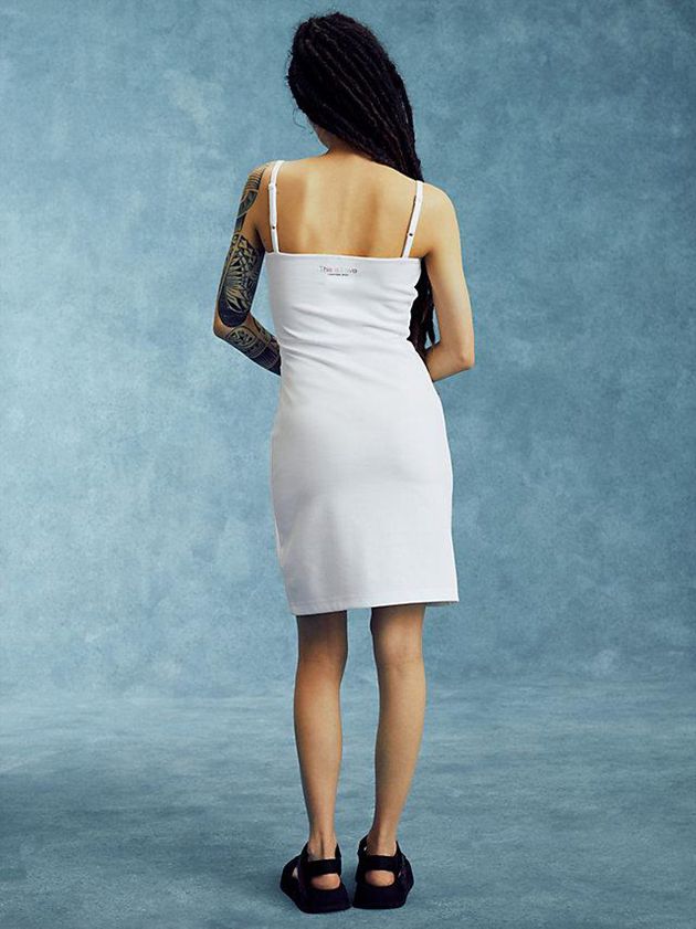 White Calvin Klein Milano Jersey Bodycon - Pride Women Dress | EDRX-56043