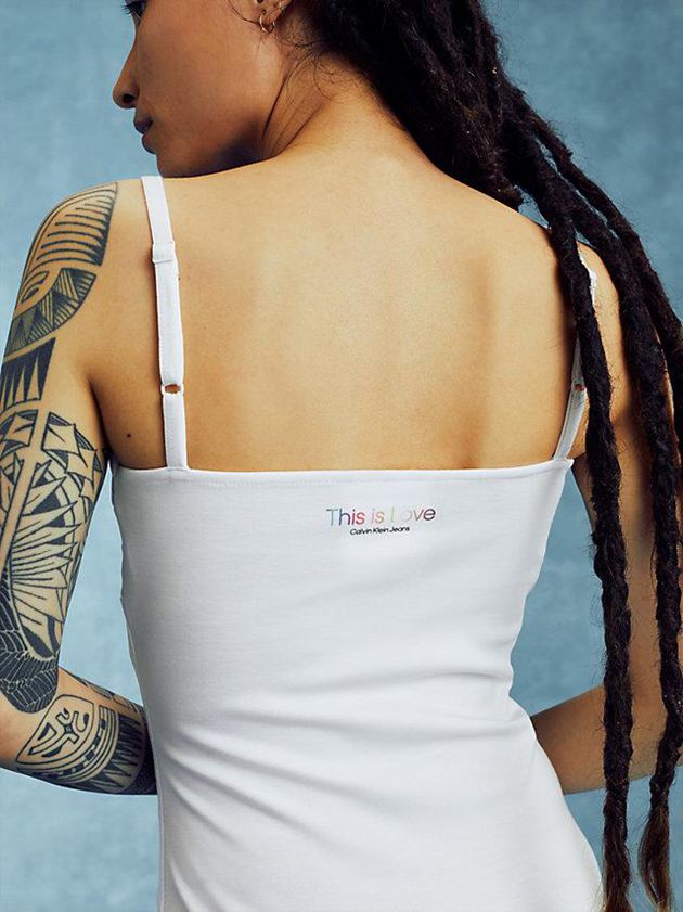 White Calvin Klein Milano Jersey Bodycon - Pride Women Dress | EDRX-56043