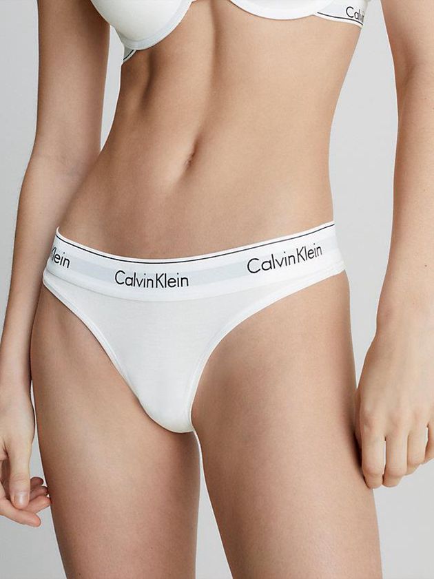 White Calvin Klein Modern Cotton Women Thong | JDCP-59736