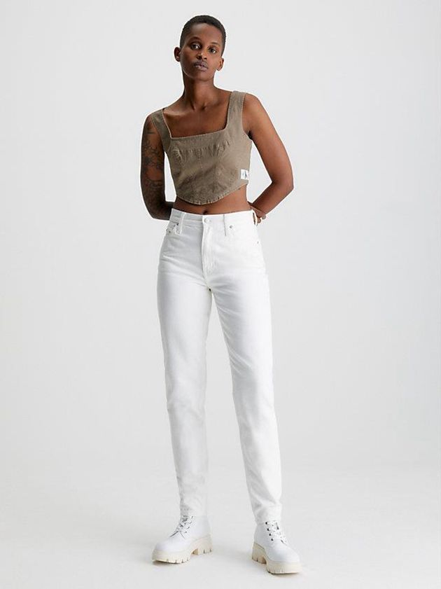 White Calvin Klein Mom Women Jeans | PHQF-31829
