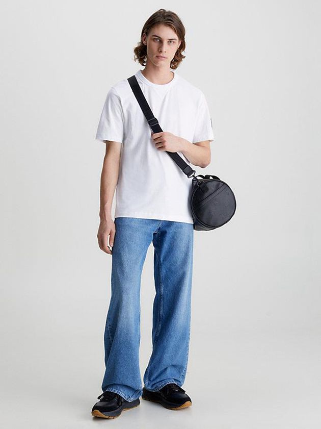 White Calvin Klein Monogram Badge Men T-Shirt | WMUL-73201