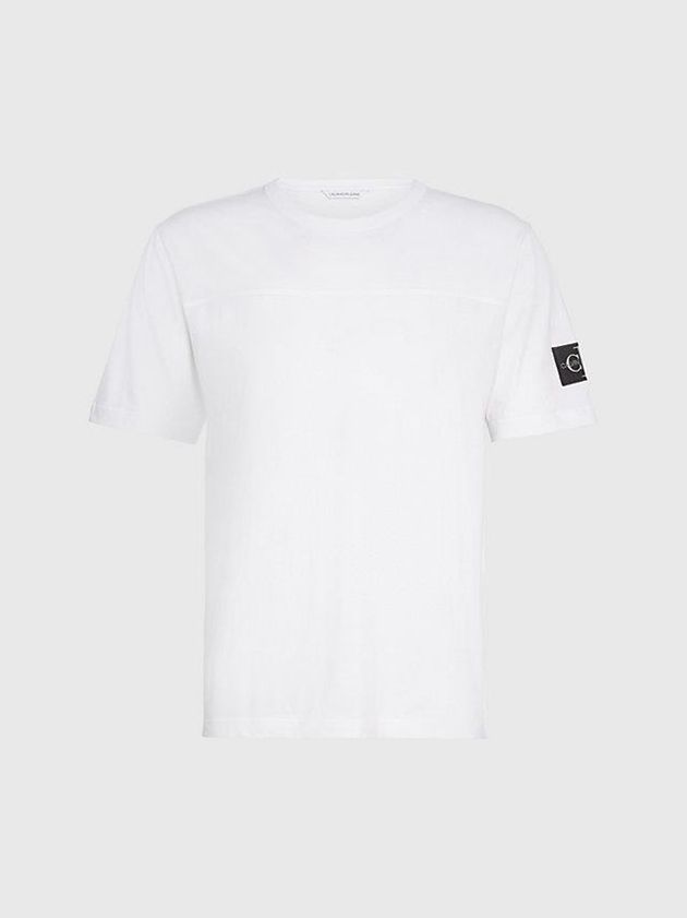 White Calvin Klein Monogram Badge Men T-Shirt | WMUL-73201