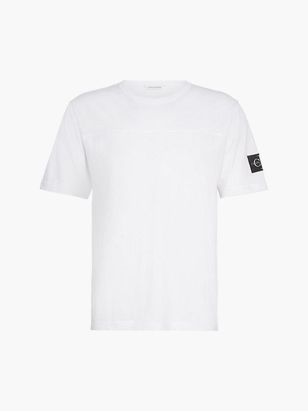 White Calvin Klein Monogram Badge Men T-Shirt | WMUL-73201