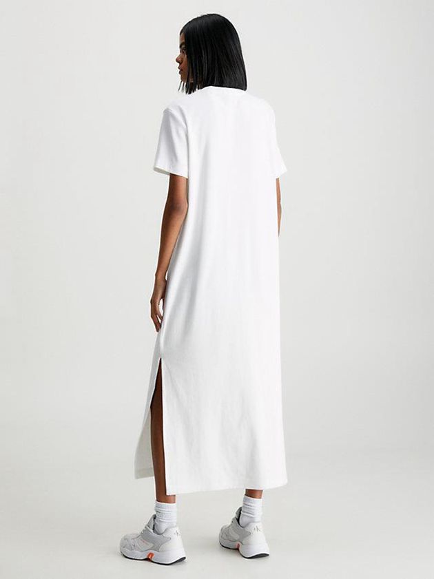 White Calvin Klein Monogram Maxi T-Shirt Women Dress | BCYL-31708