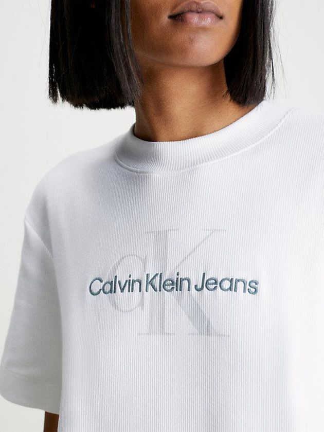White Calvin Klein Monogram Maxi T-Shirt Women Dress | BCYL-31708