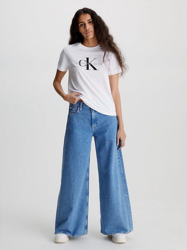 White Calvin Klein Monogram Women T-Shirt | ABSZ-61072