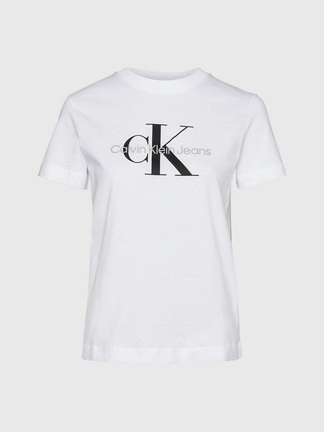 White Calvin Klein Monogram Women T-Shirt | ABSZ-61072