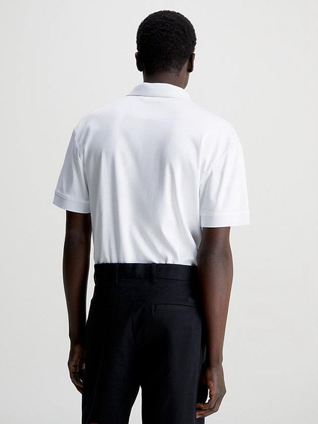 White Calvin Klein Open Placket Men Polo Shirt | JNOH-20318