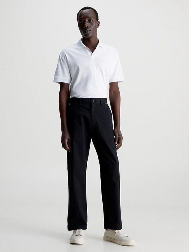 White Calvin Klein Open Placket Men Polo Shirt | JNOH-20318