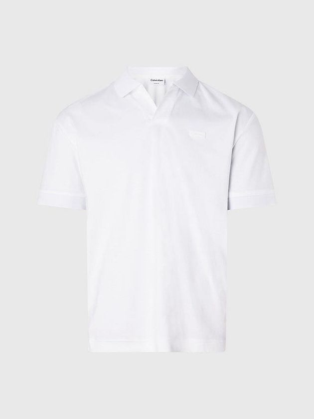 White Calvin Klein Open Placket Men Polo Shirt | JNOH-20318