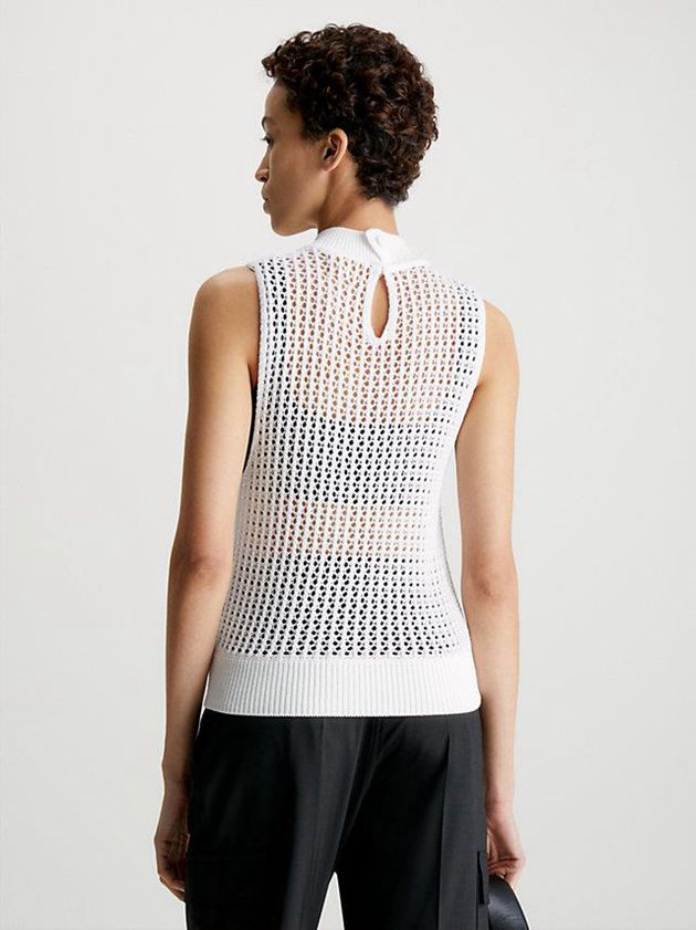 White Calvin Klein Openwork Tank Women Top | GVOJ-69817