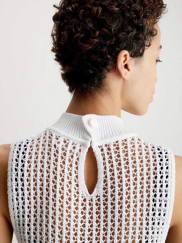 White Calvin Klein Openwork Tank Women Top | GVOJ-69817