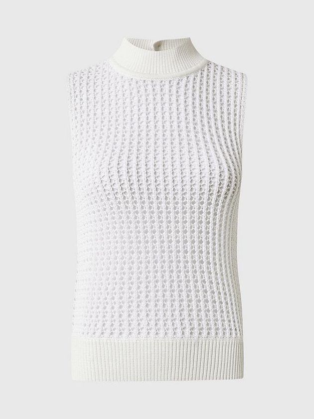 White Calvin Klein Openwork Tank Women Top | GVOJ-69817