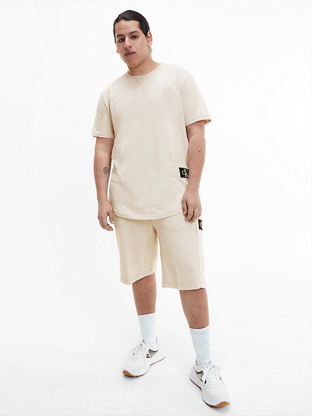 White Calvin Klein Organic Cotton Badge Men T-Shirt | UVWB-95846