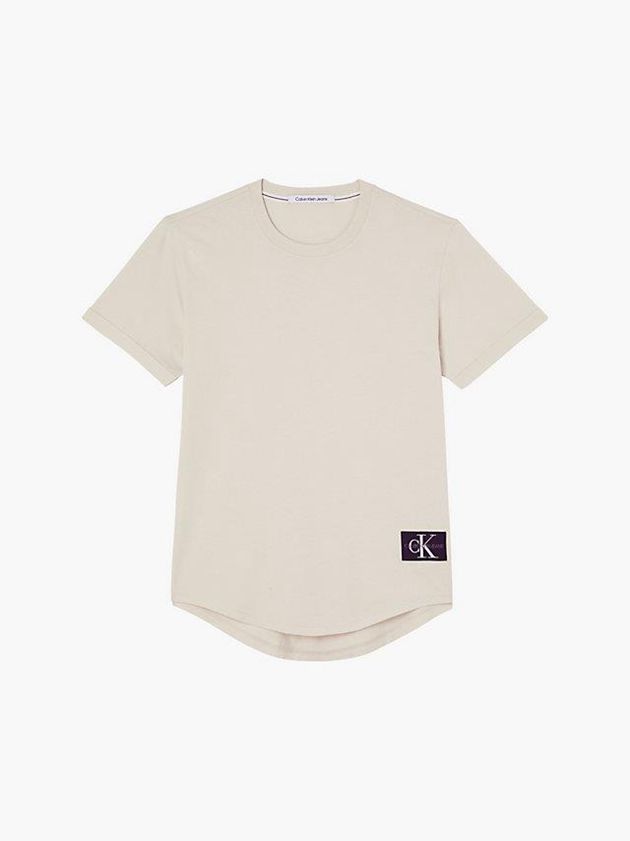 White Calvin Klein Organic Cotton Badge Men T-Shirt | UVWB-95846