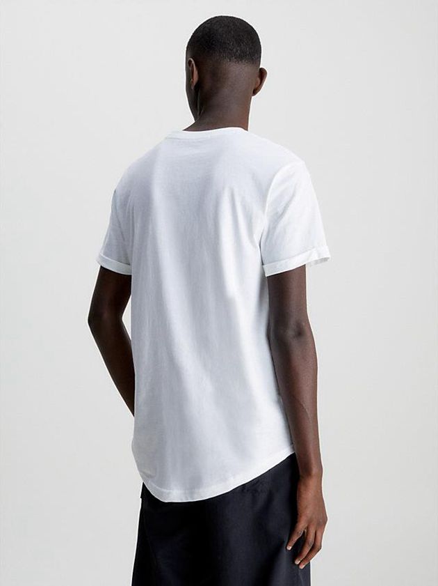 White Calvin Klein Organic Cotton Badge Men T-Shirt | QSWX-35209