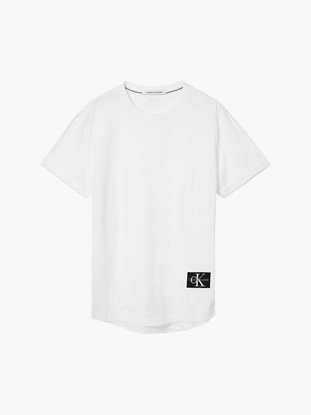 White Calvin Klein Organic Cotton Badge Men T-Shirt | QSWX-35209