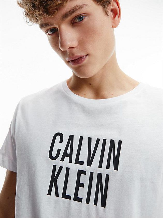 White Calvin Klein Organic Cotton Beach - Intense Power Men T-Shirt | AXVD-18654