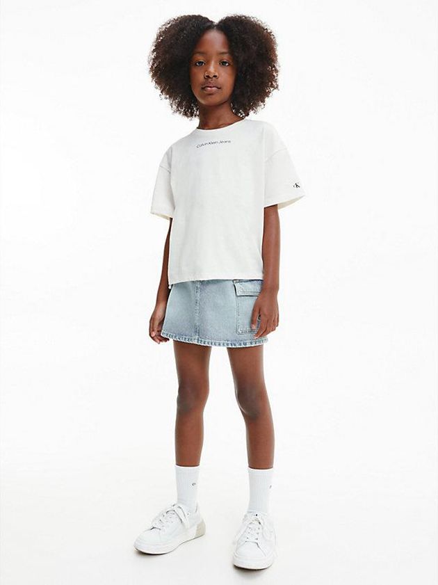 White Calvin Klein Organic Cotton Boxy Girls's T-Shirt | JDGQ-37841