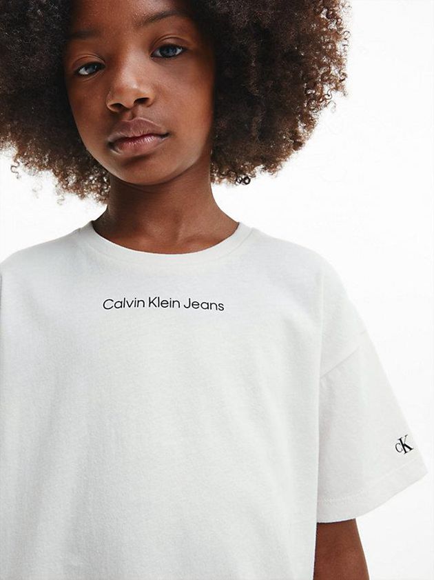 White Calvin Klein Organic Cotton Boxy Girls's T-Shirt | JDGQ-37841