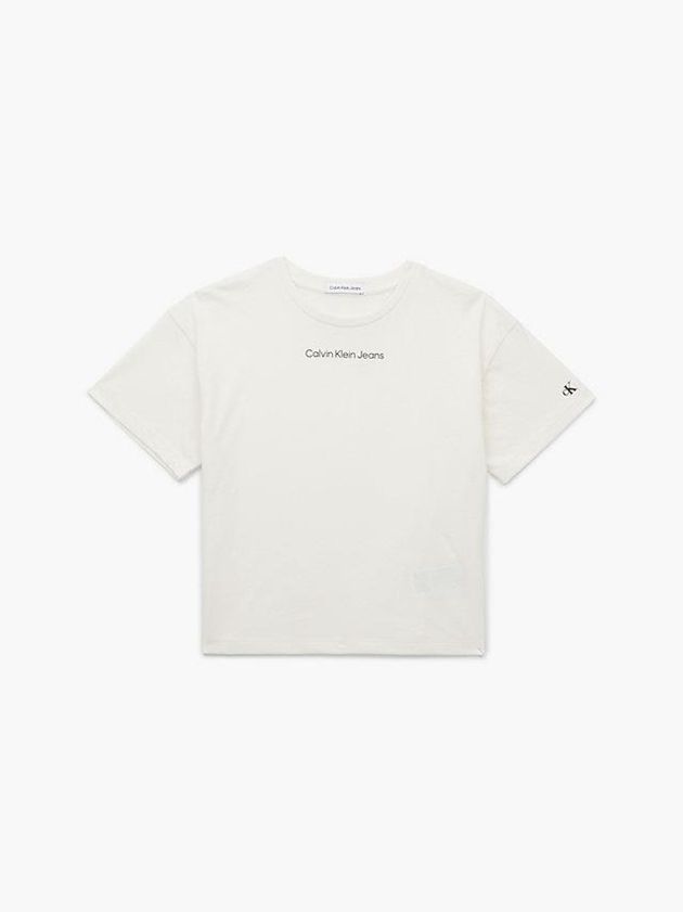White Calvin Klein Organic Cotton Boxy Girls's T-Shirt | JDGQ-37841