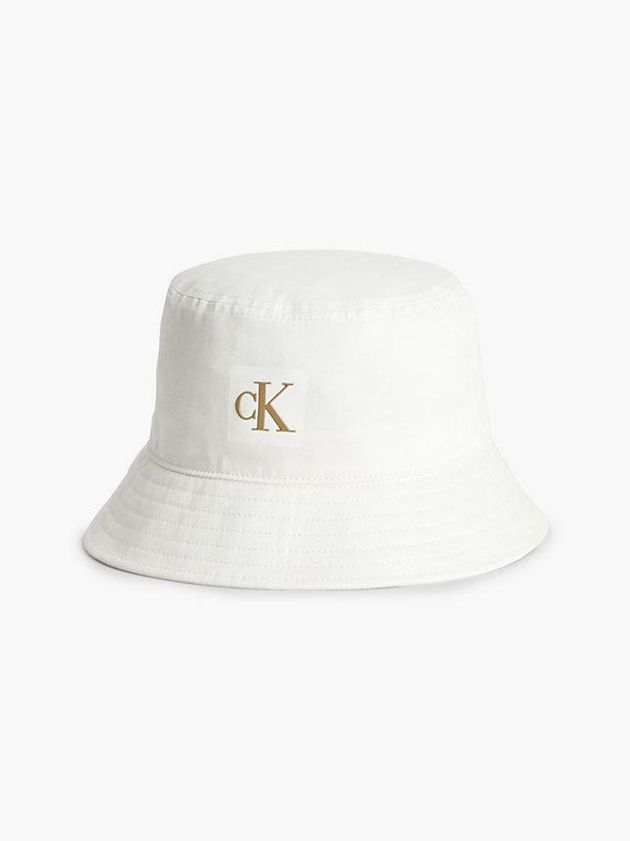White Calvin Klein Organic Cotton Bucket Women Cap | MJLN-18976