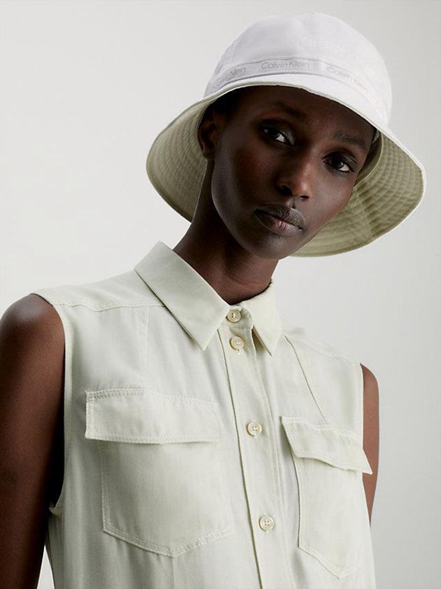 White Calvin Klein Organic Cotton Bucket Women Cap | LCPW-20196