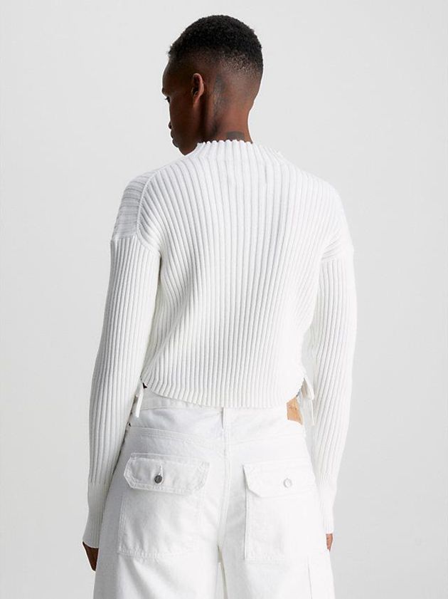 White Calvin Klein Organic Cotton Drawstring Jumper Women Sweater | KXYW-40536
