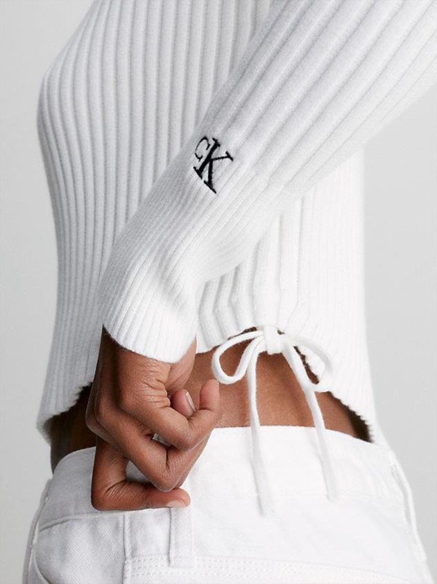 White Calvin Klein Organic Cotton Drawstring Jumper Women Sweater | KXYW-40536