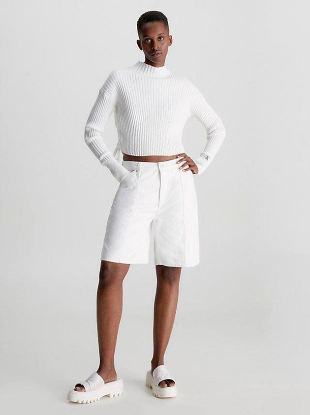 White Calvin Klein Organic Cotton Drawstring Jumper Women Sweater | KXYW-40536
