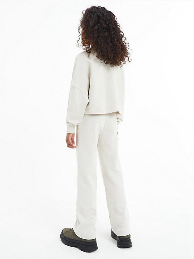 White Calvin Klein Organic Cotton Girls's Hoodie | JXAV-47320