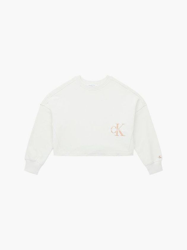 White Calvin Klein Organic Cotton Girls's Hoodie | JXAV-47320