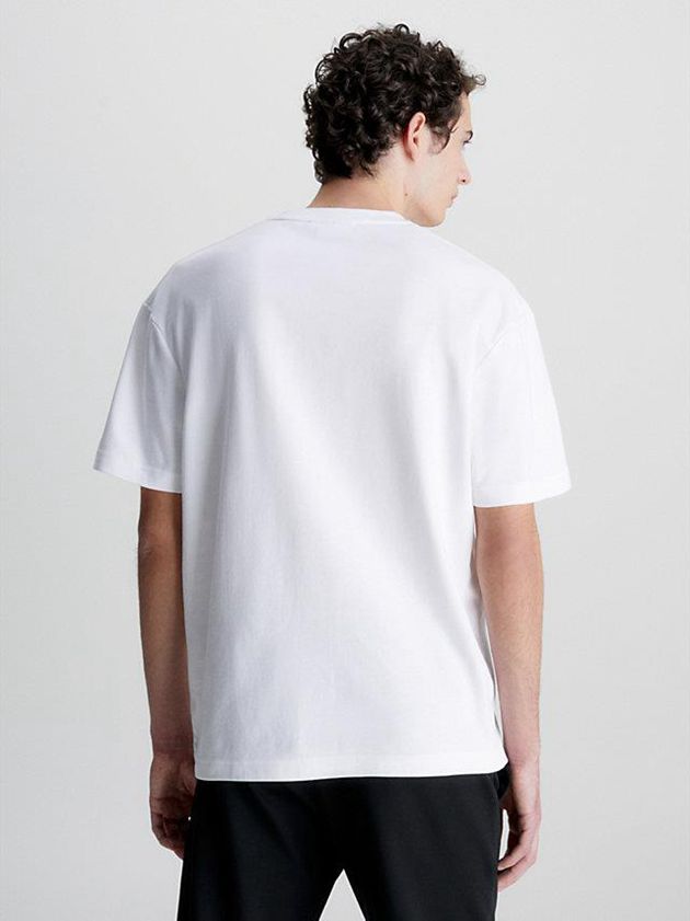 White Calvin Klein Organic Cotton Glitch Print Men T-Shirt | LCDS-08963