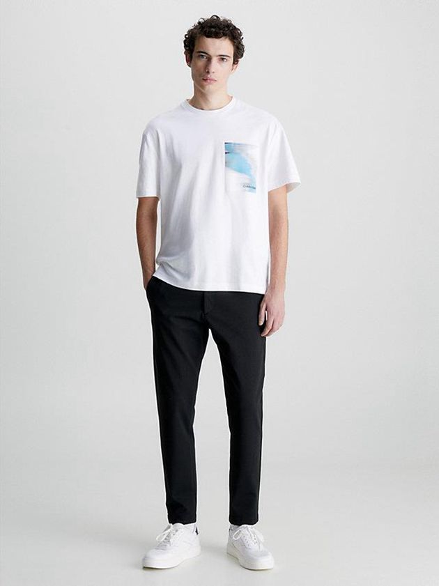White Calvin Klein Organic Cotton Glitch Print Men T-Shirt | LCDS-08963