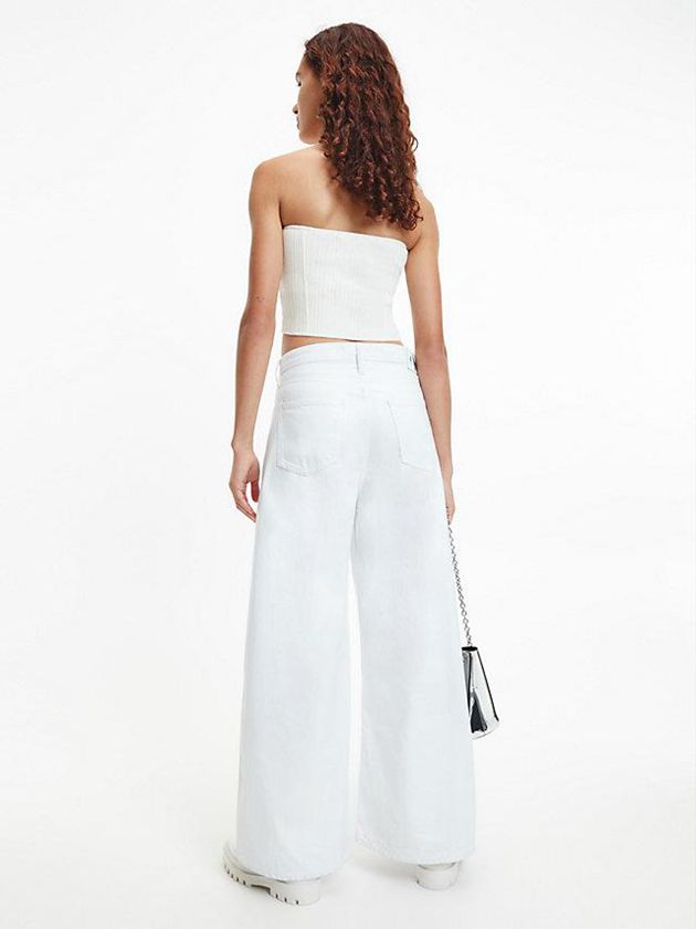 White Calvin Klein Organic Cotton Knit Bustier Women Top | JGDC-21604