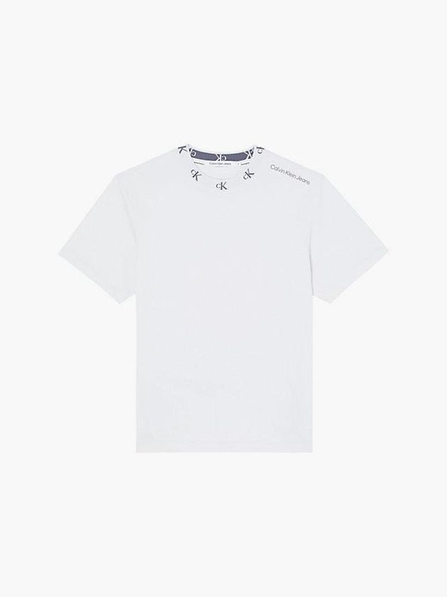 White Calvin Klein Organic Cotton Logo Collar Men T-Shirt | ARBJ-05316