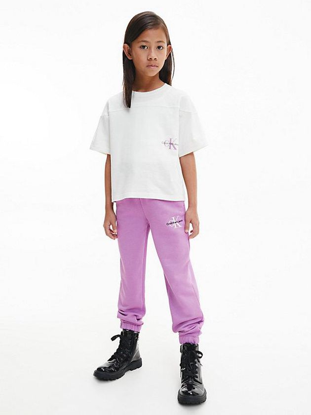 White Calvin Klein Organic Cotton Logo Girls's T-Shirt | BAHU-95372