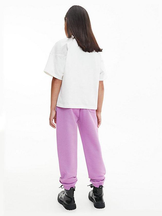 White Calvin Klein Organic Cotton Logo Girls's T-Shirt | BAHU-95372