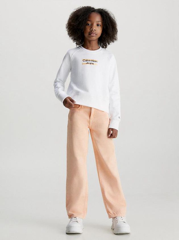 White Calvin Klein Organic Cotton Logo Girls's Sweatshirt | KRBQ-89451