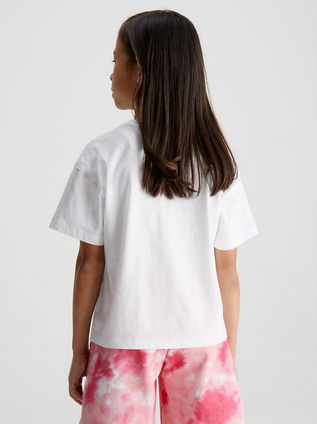 White Calvin Klein Organic Cotton Logo Girls's T-Shirt | GSHT-29847