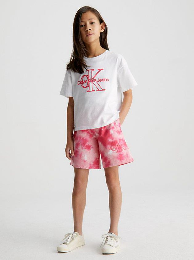 White Calvin Klein Organic Cotton Logo Girls's T-Shirt | GSHT-29847