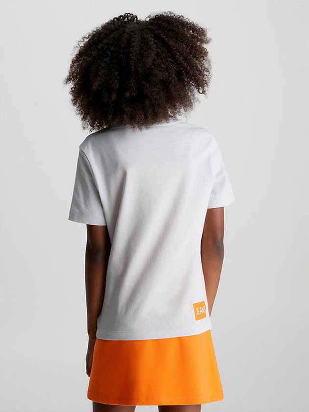 White Calvin Klein Organic Cotton Logo Girls's T-Shirt | IUMN-63580