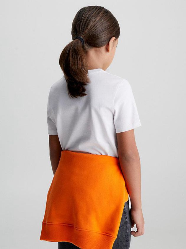 White Calvin Klein Organic Cotton Logo Girls's T-Shirt | IUMN-63580