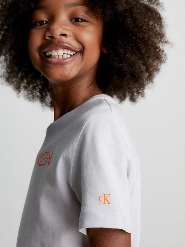 White Calvin Klein Organic Cotton Logo Girls's T-Shirt | IUMN-63580