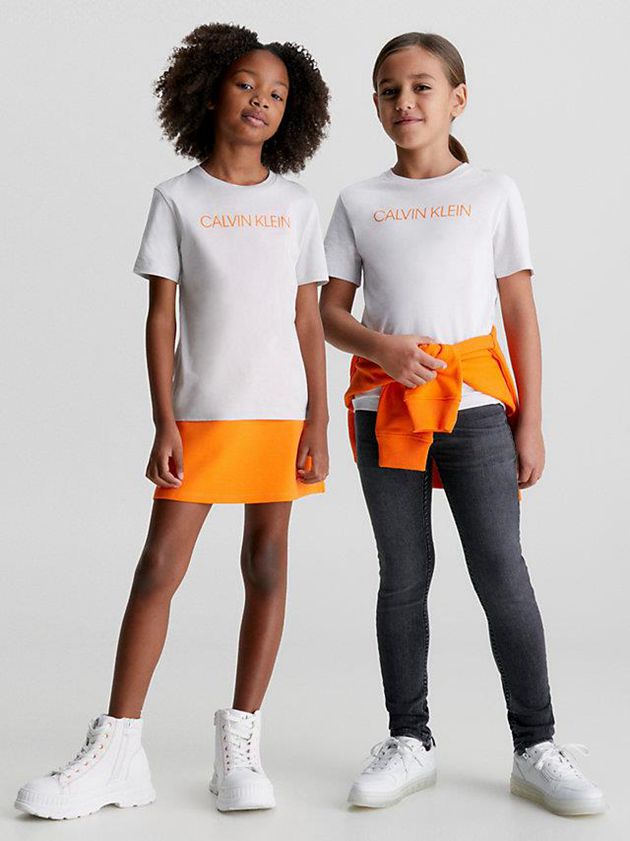 White Calvin Klein Organic Cotton Logo Girls\'s T-Shirt | IUMN-63580