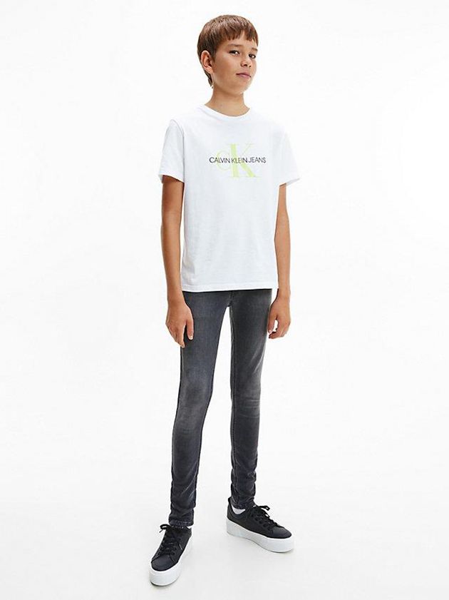 White Calvin Klein Organic Cotton Logo Girls's T-Shirt | HJPG-30476