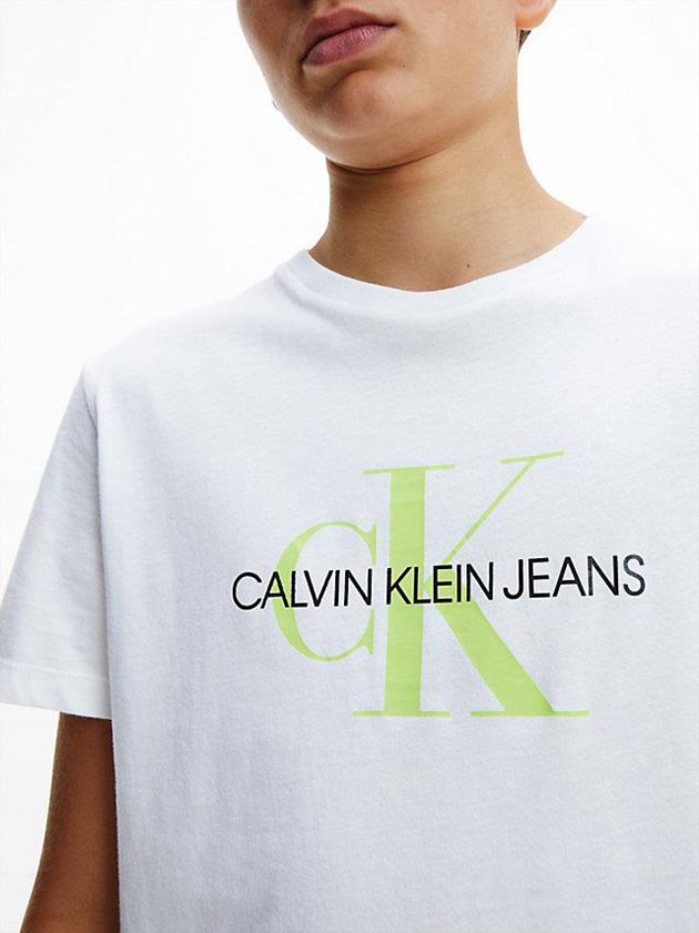 White Calvin Klein Organic Cotton Logo Girls's T-Shirt | HJPG-30476